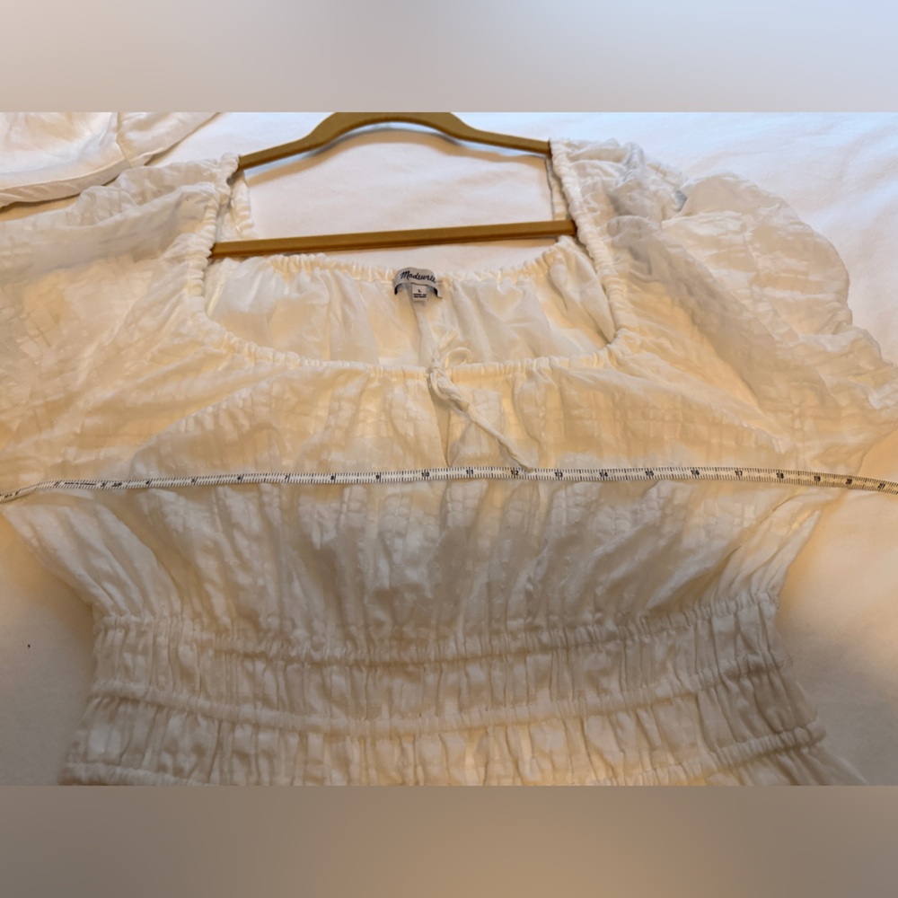 Madewell Sophia White Seersucker Smocked Midi Dress - Picture 5 of 5